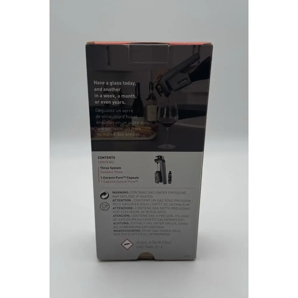 NEW Coravin Timeless Three SL Wine Preservation System with Argon Capsule Grey